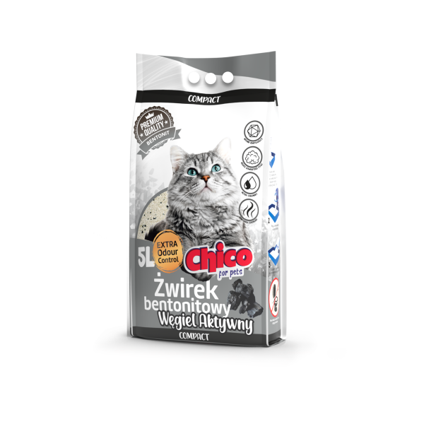 Chico Żwirek Bentonitowy Węgiel Aktywny 5l
