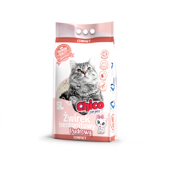 Chico Żwirek Bentonitowy 5l - Biały, Drobny i 99,5% Odpylony