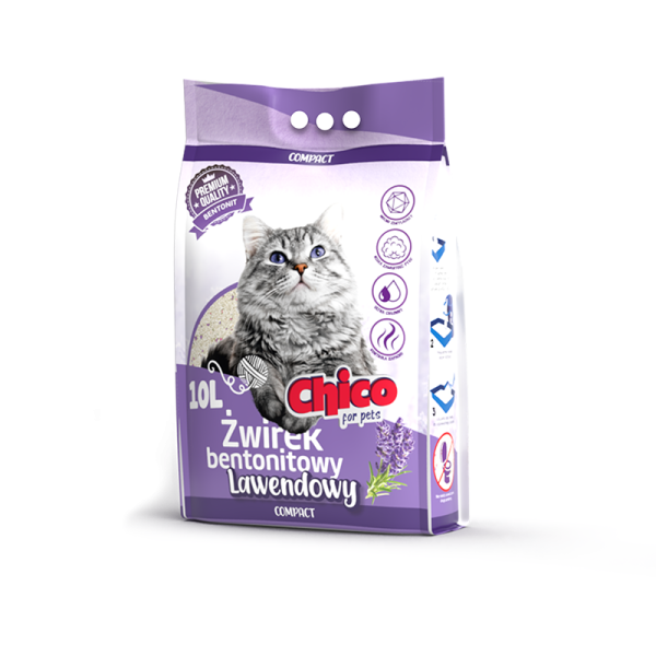 Chico Żwirek Bentonitowy Lawendowy 10l