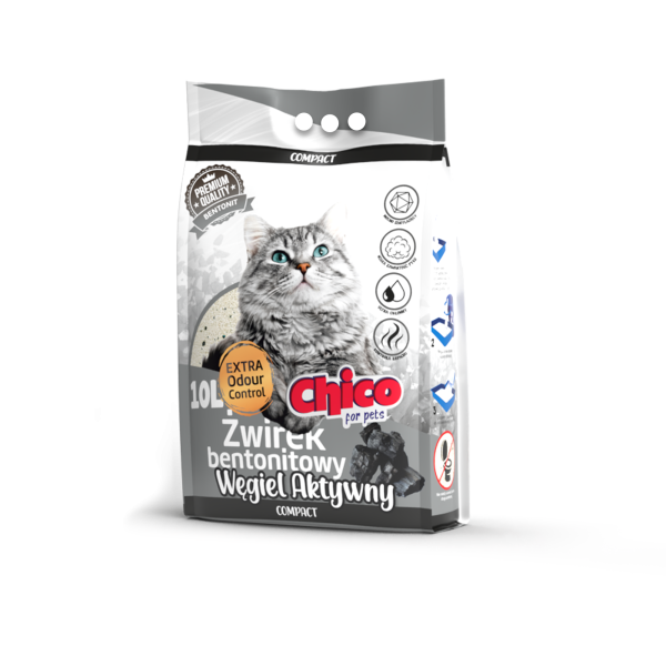 Chico Żwirek Bentonitowy Węgiel Aktywny 10l