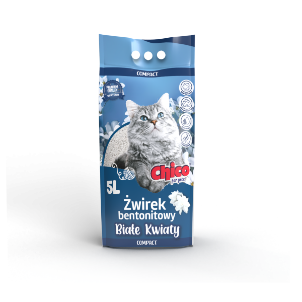 Chico Żwirek Bentonitowy Białe Kwiaty 5l