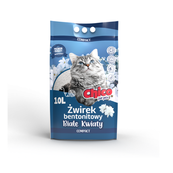 Chico Żwirek Bentonitowy Białe Kwiaty 10l